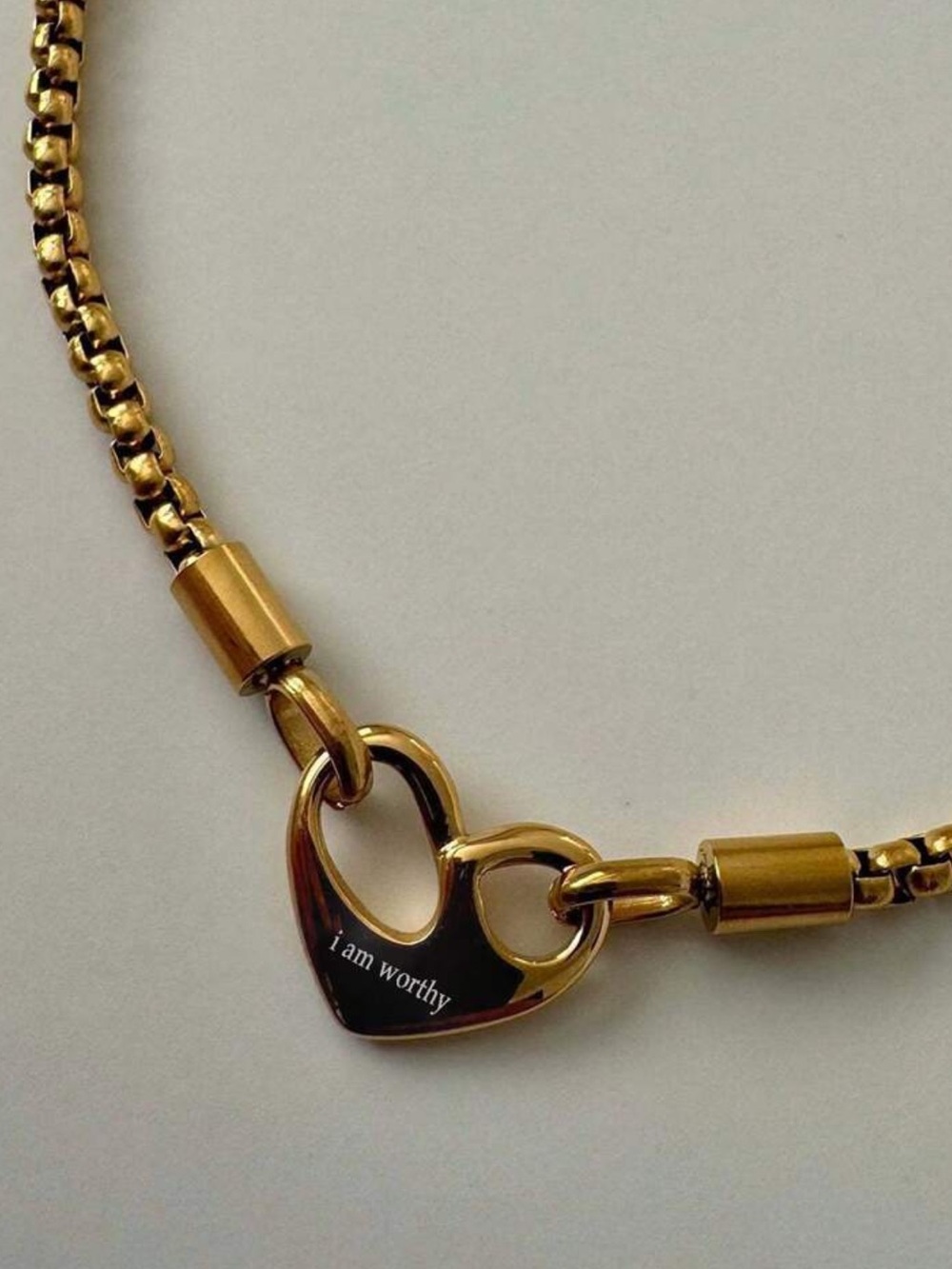 Gold Heart Pendant Necklace "I Am Worthy" - Women Jewelry